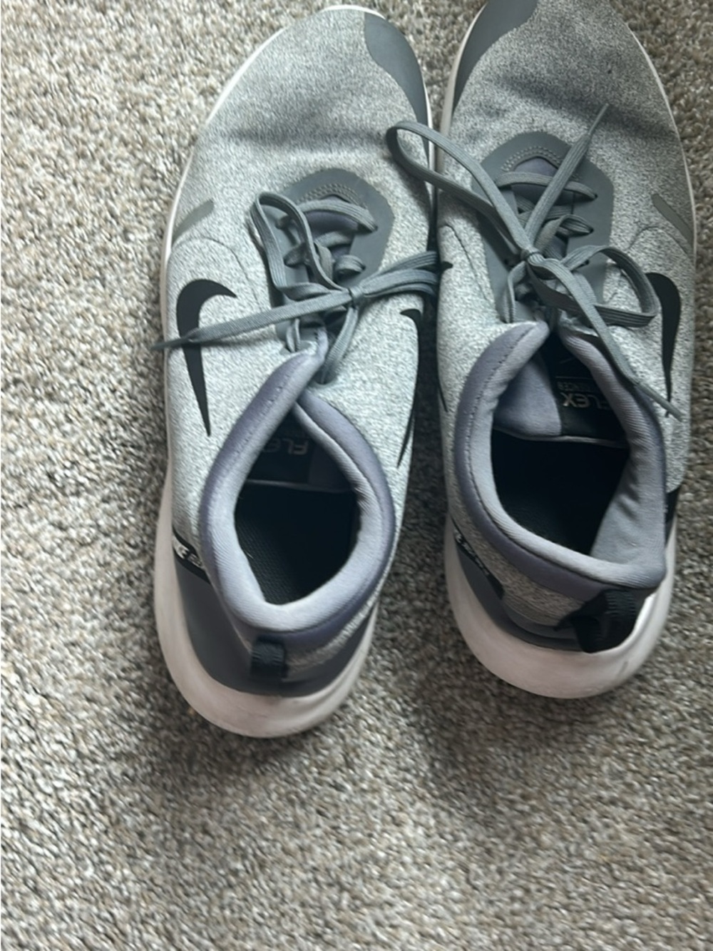 Nike Kids Gray Athletic Sneakers with Black Swoosh